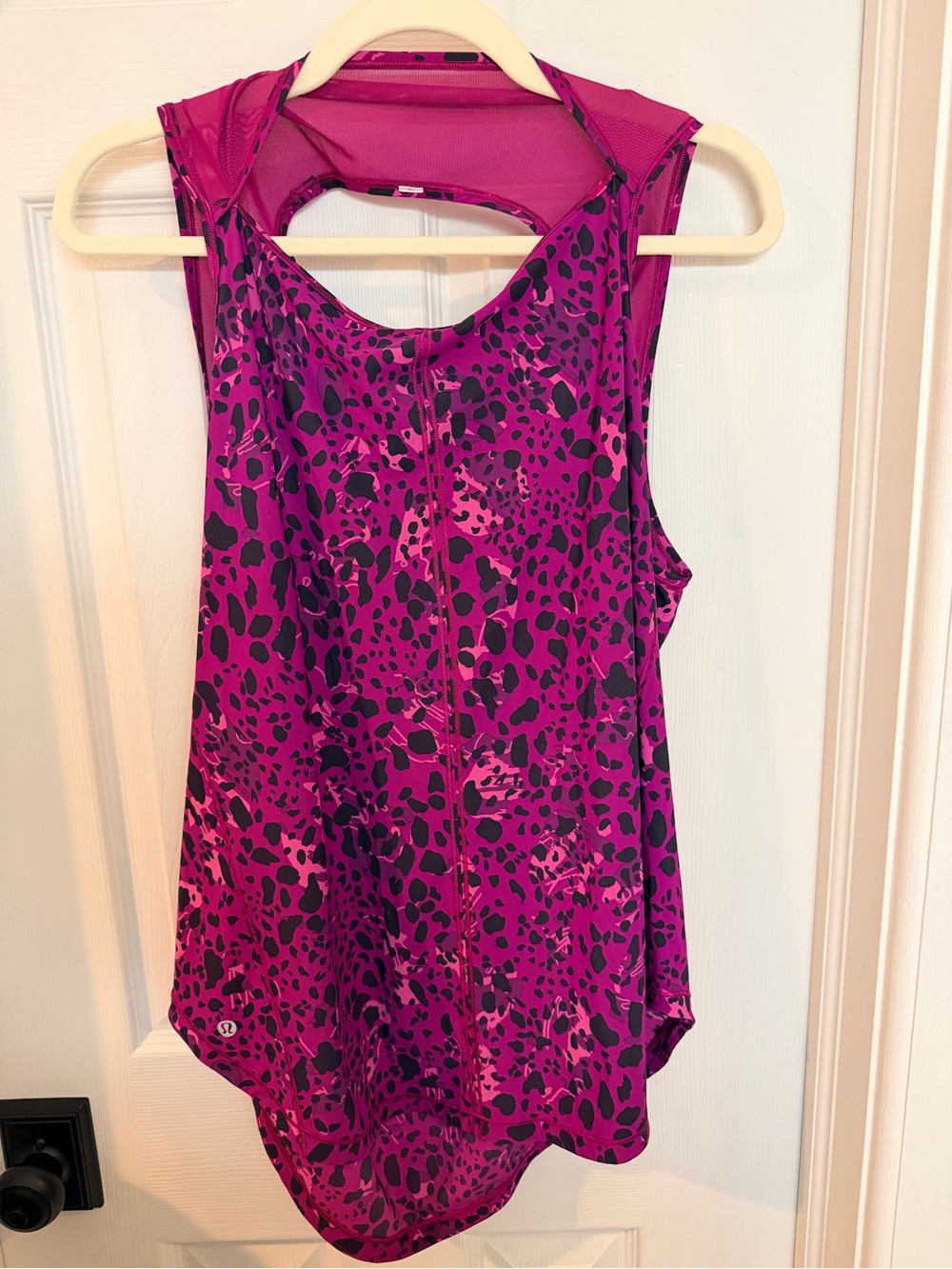Lululemon Sculpt Tank Pink Leopard Animal Print Mesh Back Size 12